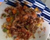 レンジ簡単梅クリームパエリア風味炒飯弁当作り方5写真