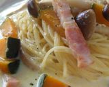 かぼちゃとベーコンのミルクスープスパ作り方9写真