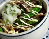カリカリ豚としし唐のおろしマヨ丼♪作り方4写真