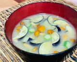 ナスとオクラとナメコの味噌汁作り方5写真