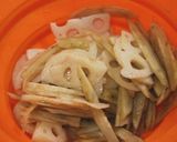 ニンニク醤油味のササミ・根野菜の胡麻マヨ作り方4写真