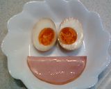 ♪ゆで卵＋ハム＝顔♪作り方4写真