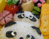 キャラ弁　親子パンダ弁当作り方4写真