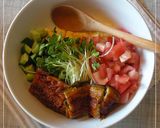 *うなぎのせ♪野菜たっぷりカフェ丼*作り方5写真