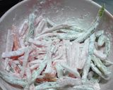 ピーマン・人参・魚肉ソーセージのかき揚げ作り方2写真