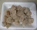 バジル風味で！かじきのさいころソテー作り方1写真