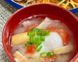 玉ねぎと揚げと落とし玉子のお味噌汁〜♪作り方5写真