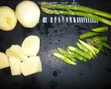 アスパラとじゃがいものすき焼きソテー作り方1写真