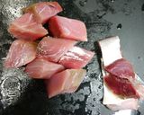 簡単！鰤の生姜焼き　豚バラまきまき作り方1写真
