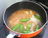 ✿きぬさやと新たまねぎの✿お味噌汁✿作り方7写真