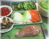 焼肉のタレde☆鶏むね肉の温冷サラダ作り方1写真