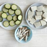 ヘルシー♪ズッキーニと豆腐の和風炒め作り方1写真