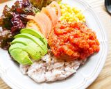 雑穀ごはんと大豆ミートバーグのロコモコ♪作り方5写真