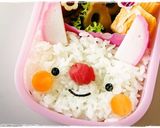 ＊キャラ弁＊　日の丸で簡単うさぎちゃん作り方4写真