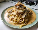 エリンギとキムチの韓国風豆乳クリームパスタ作り方10写真