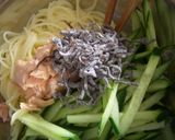 梅ぇマヨツナ塩昆布サラスパサラダ作り方4写真