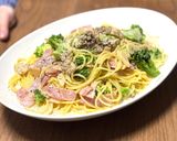 アミガサダケのクリームスープパスタ作り方7写真
