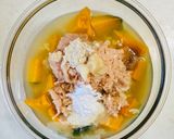 ワンボールレンジ、かぼちゃの鶏そぼろ餡！作り方4写真