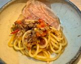 バジル香るお肉とトマトのパスタ作り方6写真