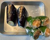おかんレシピ𓀤𓀣茄子とピーマンの肉詰め作り方6写真