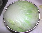 ザルごと煮込むミンチの白菜包み煮作り方4写真