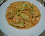 トマトジュースと牛乳でエビクリームパスタ作り方5写真