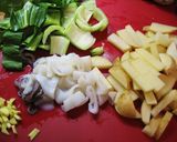いかとチンゲン菜、じゃがいもの煮物作り方1写真