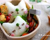 揚げパスタでお絵かき猫ちゃんおにぎり♪作り方6写真