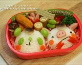 簡単キャラ弁＊パンダ＆ブタのおにぎり。作り方9写真