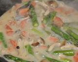アスパラと鮭のクリームパスタ作り方5写真