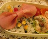 お弁当おかず♥ダブルハムりぼん♥キャラ弁作り方8写真