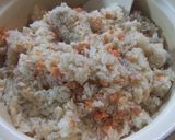 しじみ汁で鮭・しらす炊き込みご飯作り方5写真