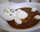 顔文字キャラでカレーのお風呂(デコカレー作り方4写真