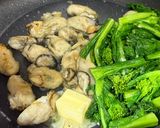 牡蠣と菜花のバターゆずぽん酢炒め作り方6写真