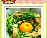 おつまみに＊水菜と豚バラのバター巣ごもり作り方4写真