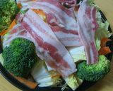 タジン鍋の野菜蒸し豚ばら肉乗せ。ポン酢で作り方1写真