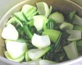 ✿青梗菜とベーコン、茸の野菜ジュース煮作り方2写真
