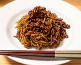 冷えたビールと。辛うま！汁なし肉みそ麺作り方6写真