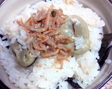 空豆のおこわ　～ちりめん山椒のせ～作り方2写真