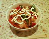 簡単！鶏胸肉とピーマンのオイスター炒め丼作り方7写真