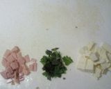 フライドオニオンとハムとチーズのまぜご飯作り方1写真