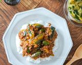 レンジ蒸しナスで★ジューシーな麻婆ナス丼作り方9写真