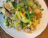 春野菜と豚コマ・仙台麩の卵そぼろ炒め作り方6写真