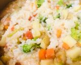 こま切り野菜のチーズかけ雑炊作り方2写真