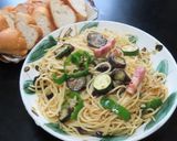 夏野菜とベーコンのピリ辛炒めスパゲティ作り方13写真