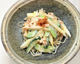 長芋と蒸し鶏の胡麻マヨサラダのっけ蕎麦作り方6写真