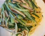 キュウリと椎茸のクリームチーズパスタ作り方6写真