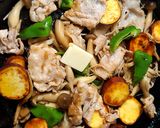 豚肉とさつまいもときのこのバタポン炒め作り方5写真
