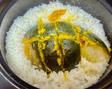 米と酒の蒸気で蒸す極上カボチャご飯！作り方4写真