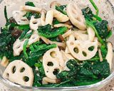 れんこんとほうれん草の胡麻和え作り方5写真